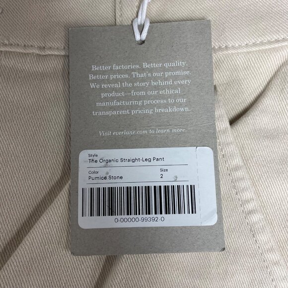 Everlane The Organic Straight-Leg Pant Cream Sz 2 - Picture 11 of 11